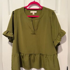 Michael Kors Collection Olive Ruffle Blouse